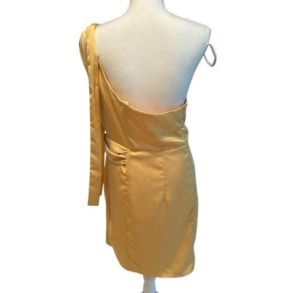 Elle Zeitoune One Shoulder Yellow Mini Dress Size Large - Picture 5 of 8